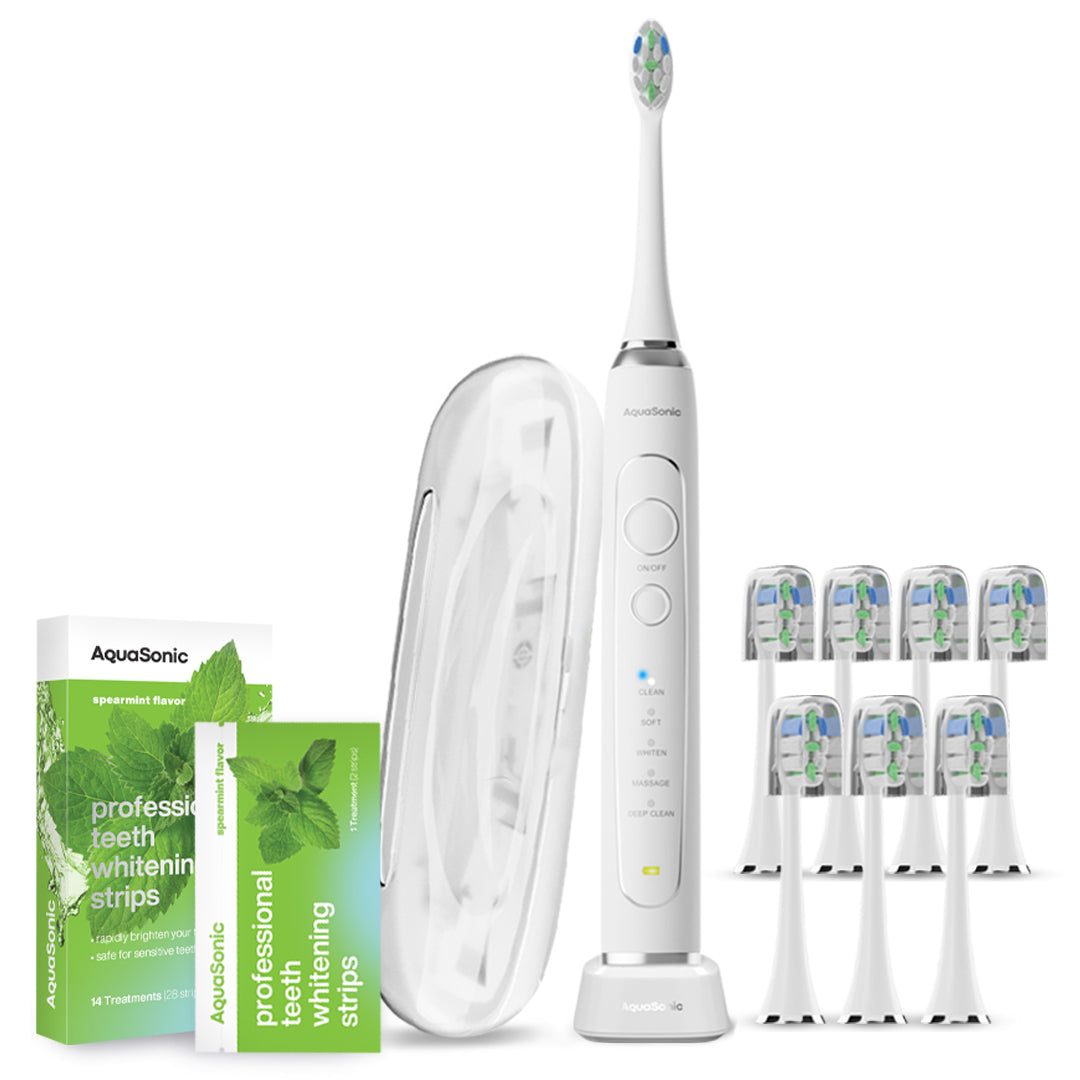 AquaSonic Ultra Whitening Elite Toothbrush & Whitening Strip Bundle